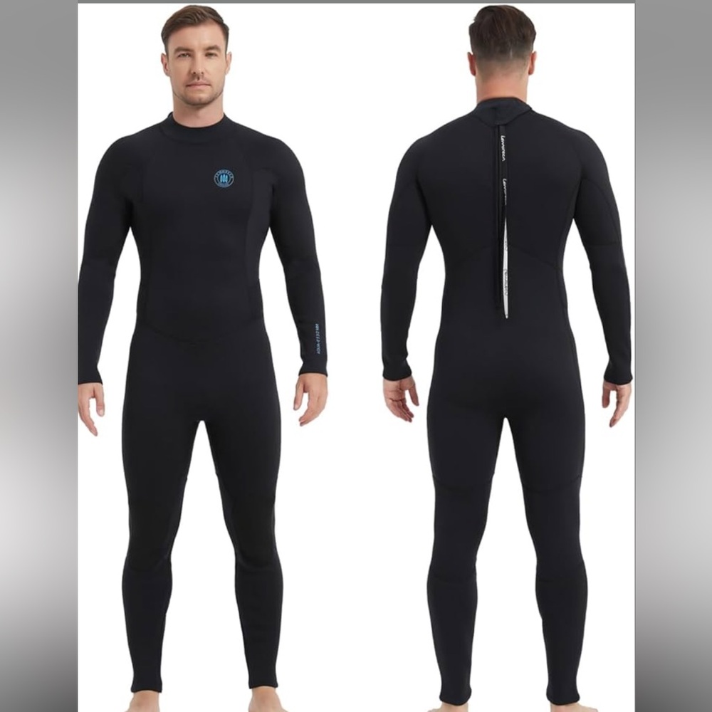 Men's Black Full-Body Wetsuit Lemorecn Men's Wetsuit 3/2mm